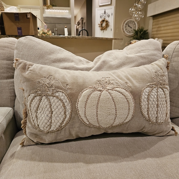 Embroidered Pumpkin Accent Pillow - Cream - Picture 1 of 4
